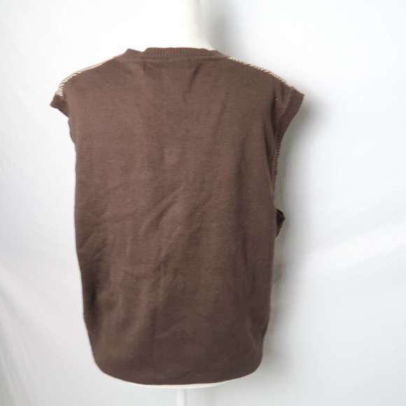 American Classics by Russell Simmons brown tan herringbone knit sweater vest L - Picture 4 of 6